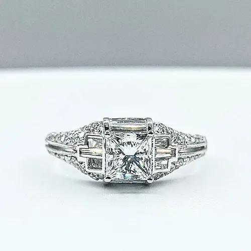 Remarkable Princess Cut Diamond Engagement Ring - Platinum