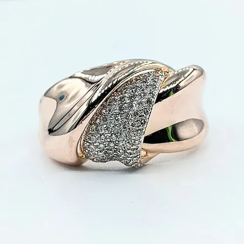 Luxurious Rose Gold & Diamond Pave Dress Ring