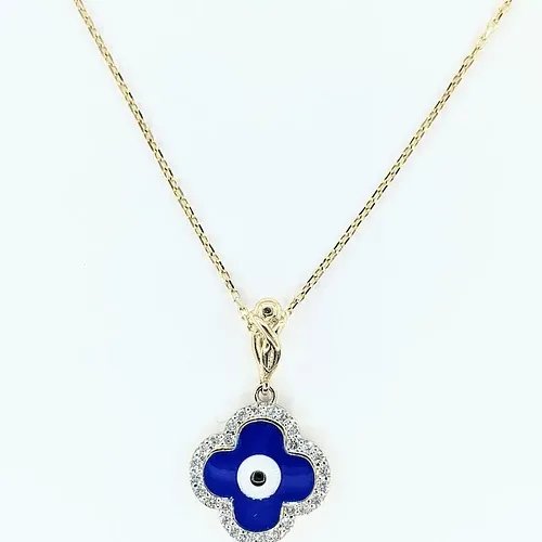 Diamond & Enamel "Evil Eye" Pendant Necklace