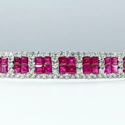Invisible Set Ruby & Diamond Bangle Bracelet