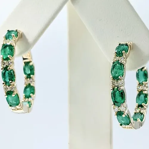 Fabulous Emerald & Diamond "Inside / Outside" Earrings