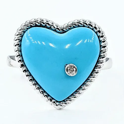 Charming Turquoise & Diamond Fashion Ring