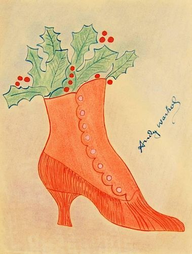 Andy Warhol 'Christmas Shoe' Drawing