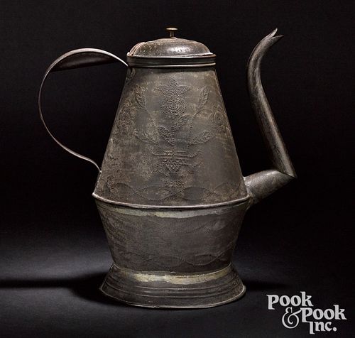 Berks County, Pennsylvania punched tin coffee pot,