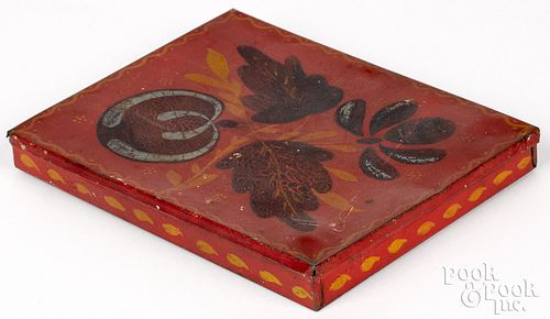 Scarce Pennsylvania red toleware box, 19th c.