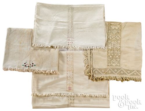 Group of four cotton/linen tablecloths