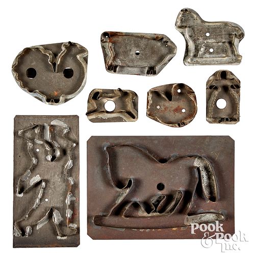 Group of eight tin cookie cutters