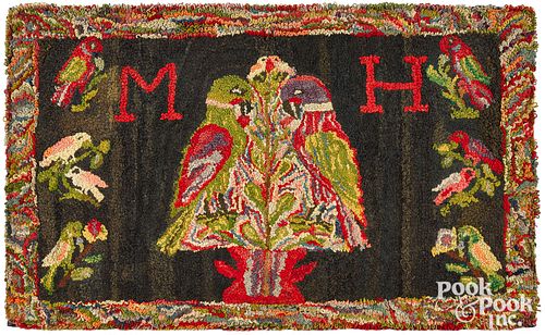American hooked rug, ca. 1900