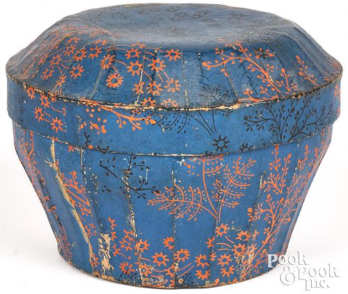 Unusual wallpaper dome lid box, 19th c.