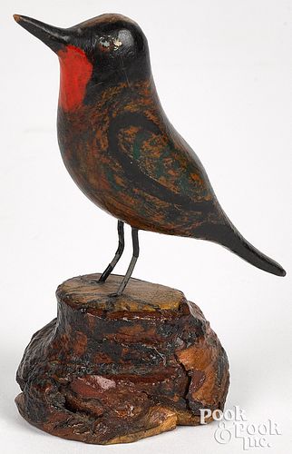 Joseph Moyer carved and painted song bird