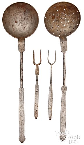 Four wrought iron utensils, early 19th c.