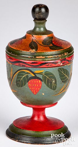 Joseph Lehn turned and painted lidded saffron cup