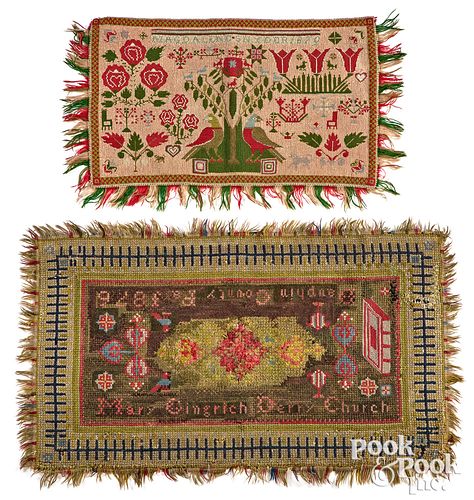 Small Pennsylvania wool cross stitch table rug