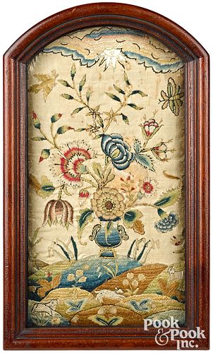 Philadelphia silk on silk pictorial embroidery