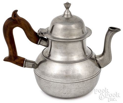 Highly rare Philadelphia Queen Anne pewter teapot