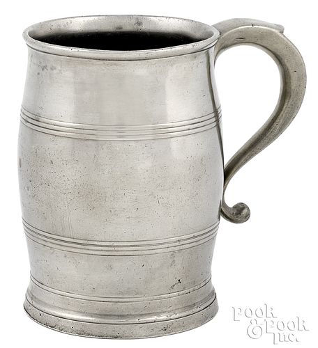 Rare Philadelphia 3 1/2 pint pewter barrel mug