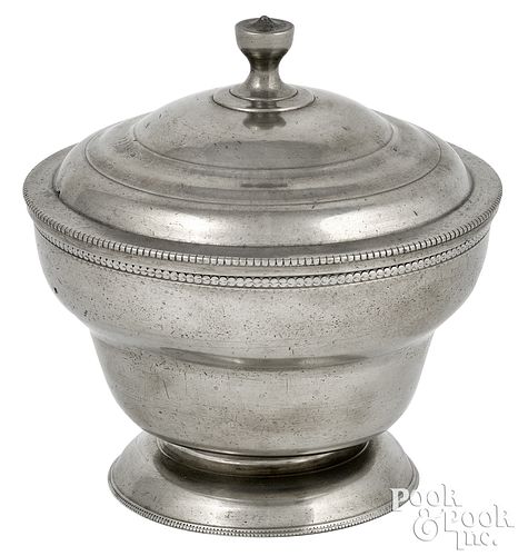 Philadelphia pewter sugar bowl, ca. 1805