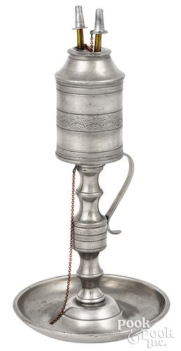 New York City pewter fluid lamp, ca. 1845