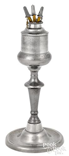 New York City pewter fluid lamp, 19th c.