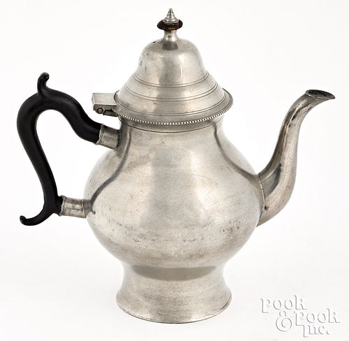 Hartford, Connecticut pewter teapot, ca. 1840
