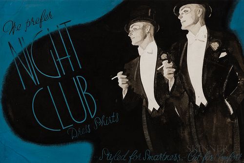 Night Club Dress Shirts Art Deco Advertising Panel