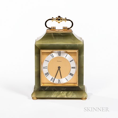 Bucherer Brass and Onyx Desk Clock