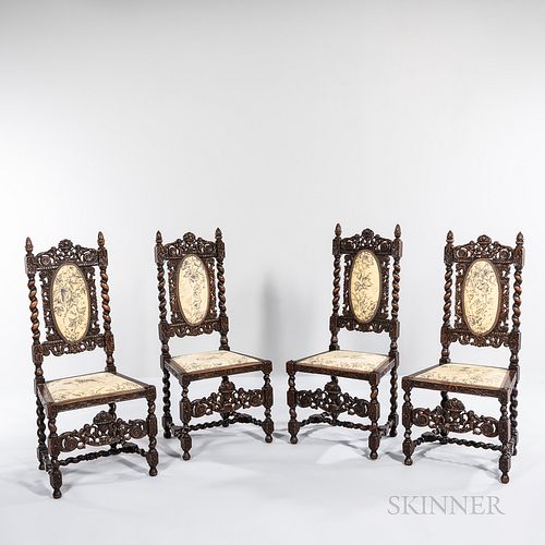 Four Jacobean Style Side Chairs