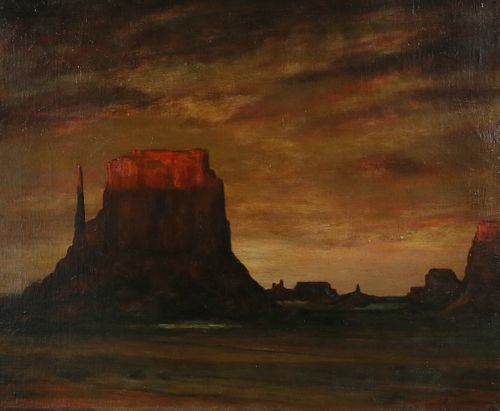 Albert Groll Oil on Canvas Monument Valley Utah