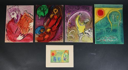 4 Marc Chagall Lithographs & 1 Print