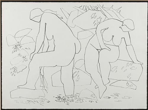 Gregorio Prestopino Lithograph Nudes Bathing