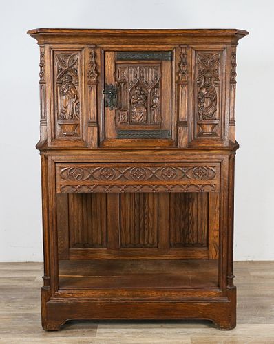 Belgian Gothic Revival Style Carved Credenza