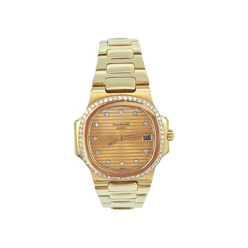 Patek Philippe Nautilus 18k Gold Diamond Ladies Quartz Watch 47001/1