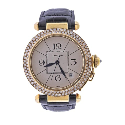 Cartier Pasha 18k Gold Diamond Automatic Watch 1988
