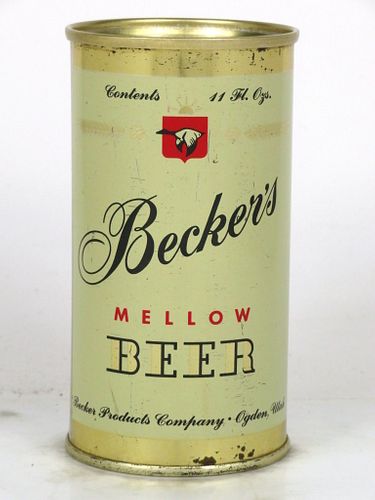 1961 Becker's Mellow Beer 12oz 35-31 Flat Top Ogden, Utah