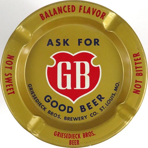 1948 Griesedieck Bros. Beer Tin Ashtray Saint Louis, Missouri