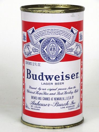 1961 Budweiser Lager Beer 12oz 44-35 Flat Top Newark, New Jersey