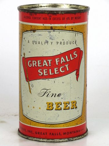 FULL! 1960 Great Falls Select Fine Beer 12oz 74-24.2 Flat Top Great Falls, Montana