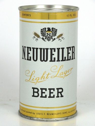 1959 Neuweiler Light Lager Beer 12oz 103-04 Flat Top Allentown, Pennsylvania