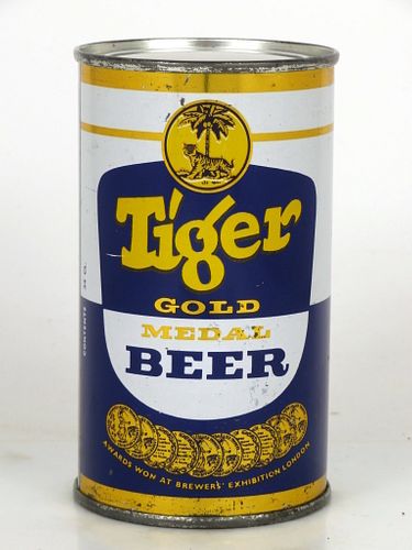 1960 Tiger Gold Medal Beer 12oz Flat Top Singapore, Malaysia