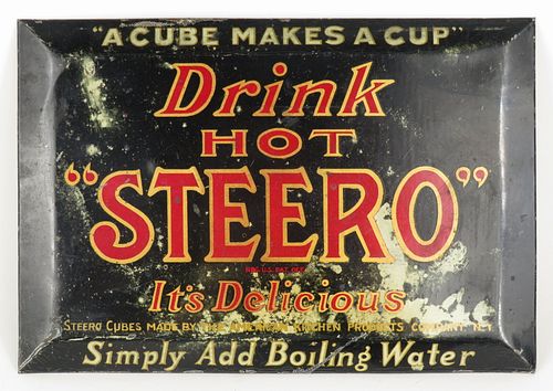 1930 Steero Cubes Tin-Over-Cardboard TOC Sign Chicago, Illinois
