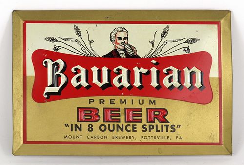 1950 Bavarian Premium Beer Tin-Over-Cardboard TOC Sign Pottsville, Pennsylvania