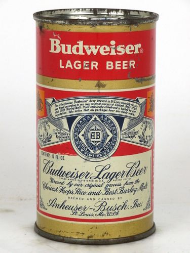 1950 Budweiser Lager Beer 12oz 44-05 Flat Top Saint Louis, Missouri