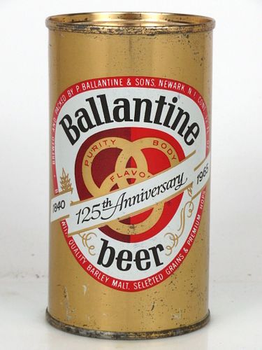 1965 Ballantine Beer 125th Anniversary 12oz 34-09 Flat Top Newark, New Jersey
