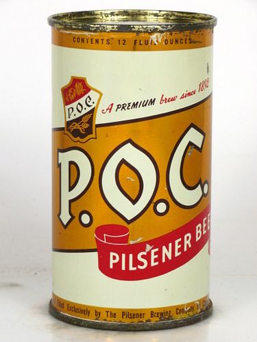 1955 P.O.C. Pilsener Beer 12oz 116-13 Flat Top Cleveland, Ohio