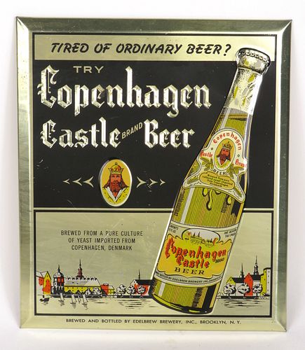 1940 Copenhagen Castle Beer Tin-Over-Cardboard TOC Sign Brooklyn, New York