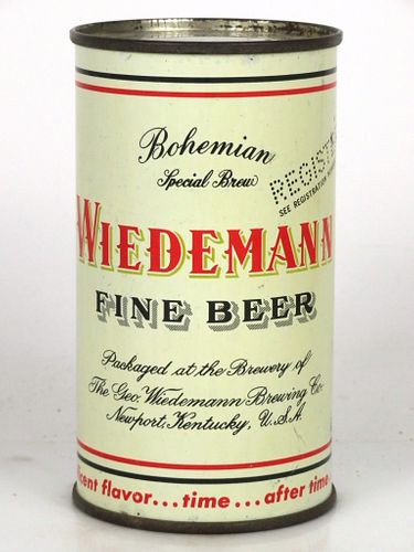 1954 Wiedemann Fine Beer 12oz 145-22.1a Flat Top Newport, Kentucky
