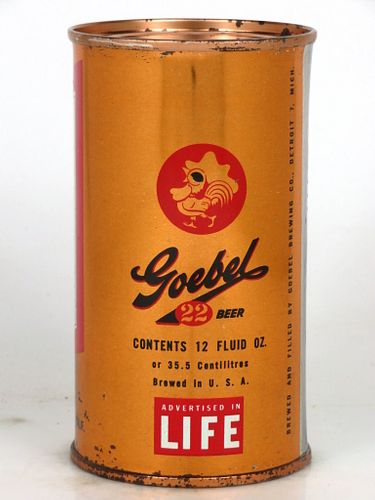 1956 Goebel 22 Beer LIFE 12oz 71-03 Flat Top Detroit, Michigan