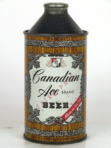 1952 Canadian Ace Brand Beer 12oz 156-13 High Profile Cone Top Chicago, Illinois