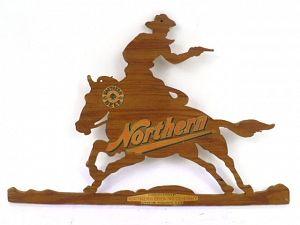 1944 Northern Beer Wooden Cowboy Sign Superior, Wisconsin
