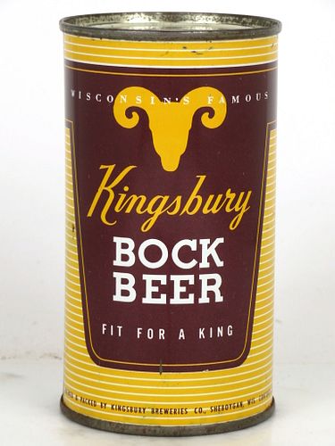 1952 Kingsbury Bock Beer 12oz 88-13.1 Flat Top Sheboygan, Wisconsin